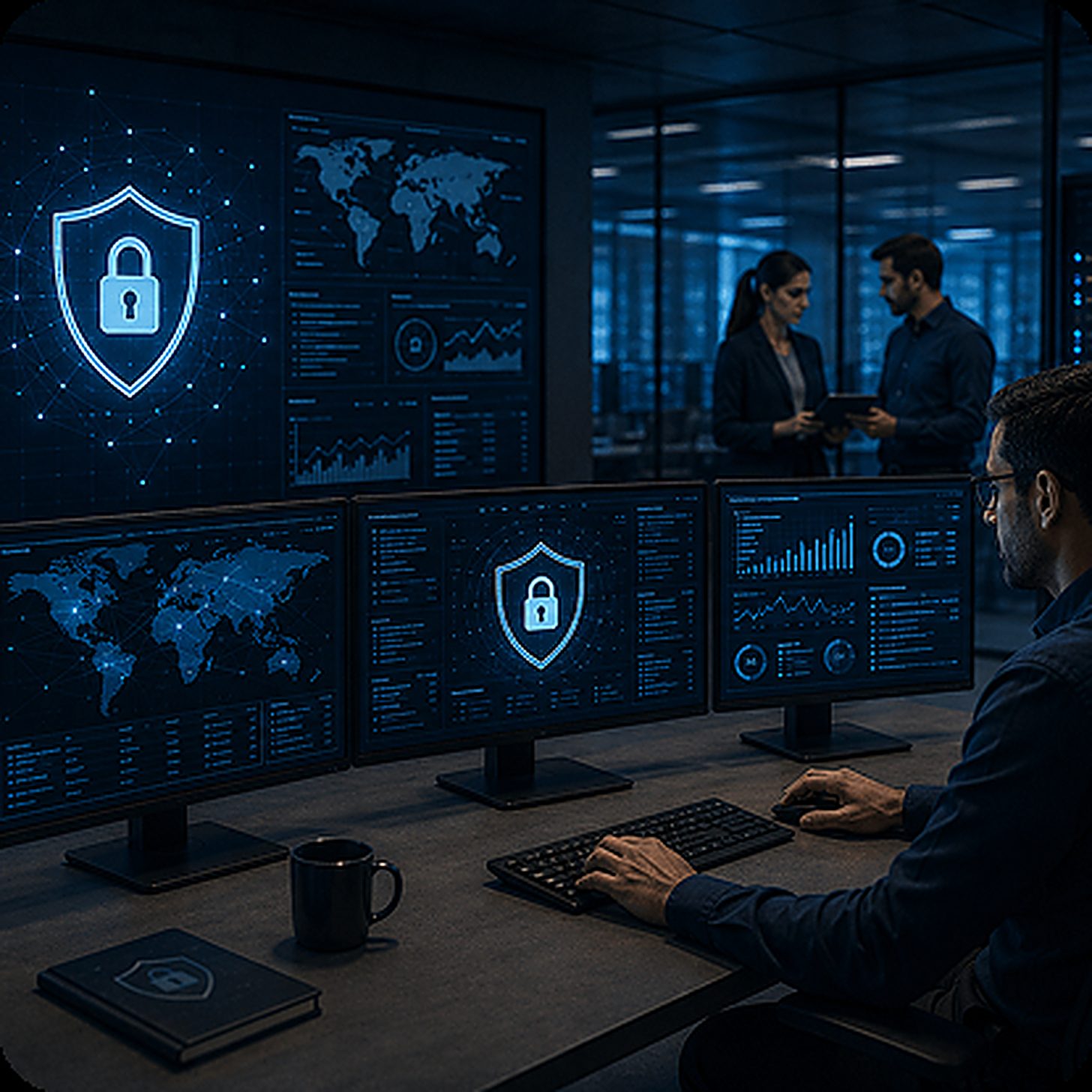 Especialista de CENTRO monitoreando seguridad y ciberseguridad